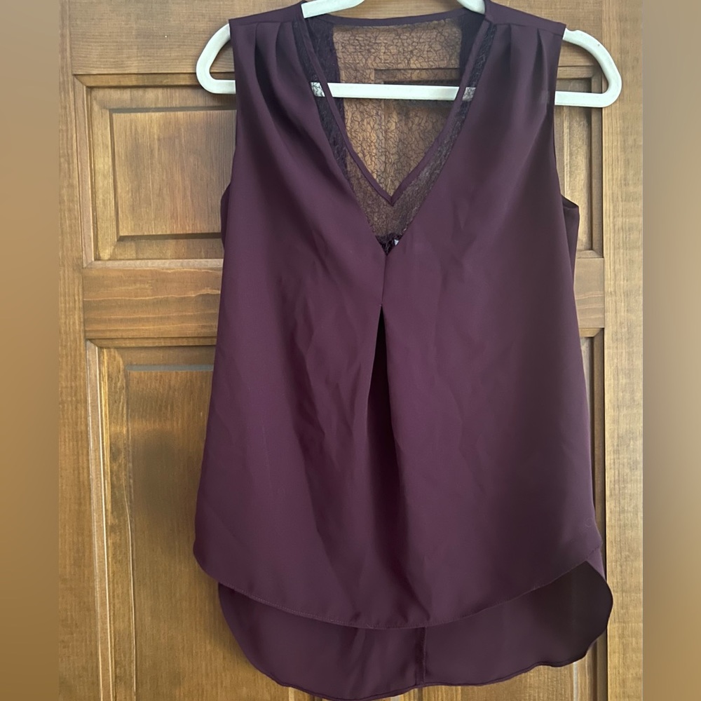 New York & Company Plum lace blouse: Size X-Small
